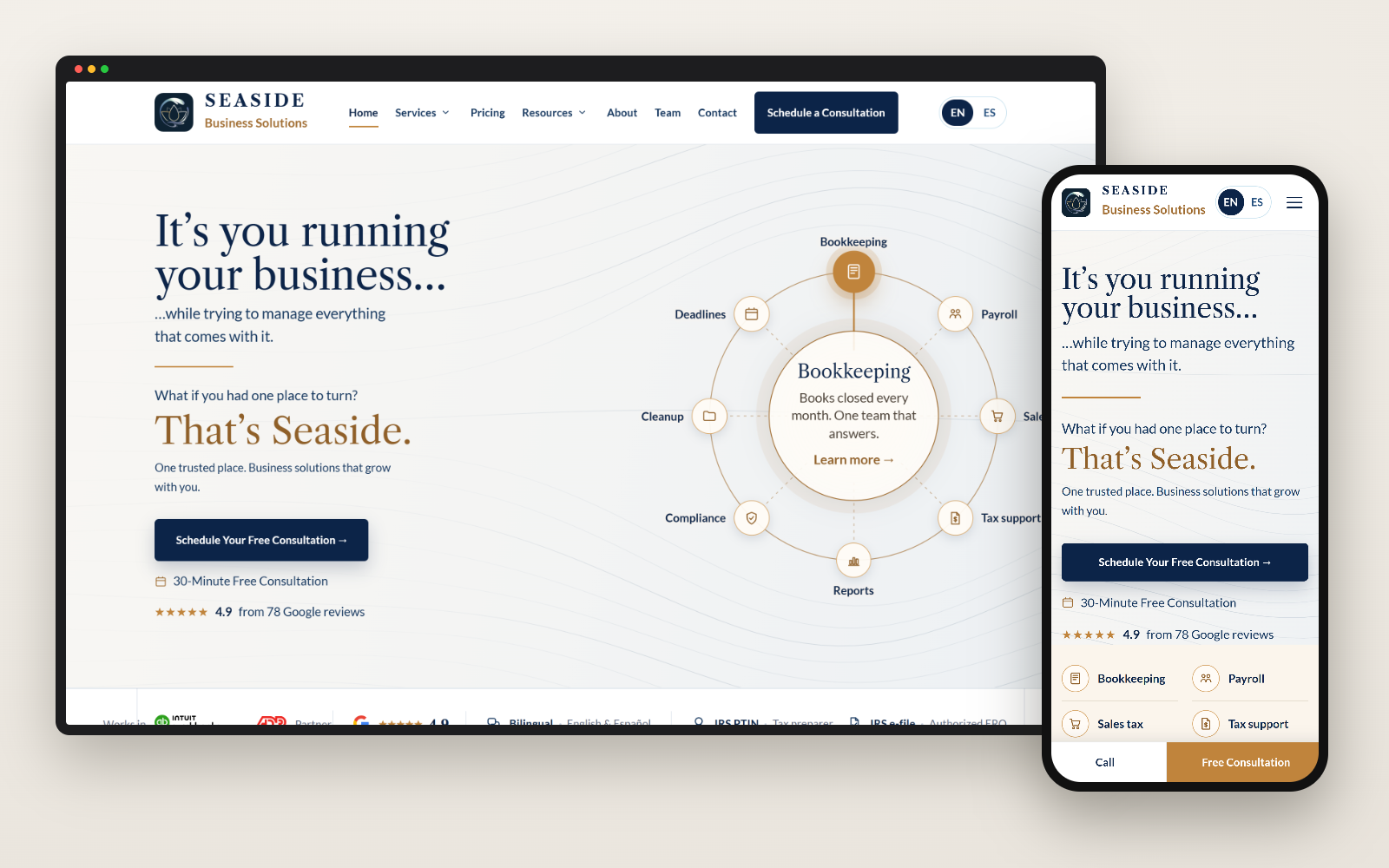Seaside Business Solutions — el sitio que construí